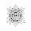 damru, flute and chakra tattoo design idea