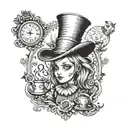 Alice in wonderland with tattoo  and punk tattoo design idea