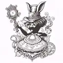 Alice in wonderland with tattoo  and punk tattoo design idea