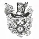 Alice in wonderland with tattoo  and punk tattoo design idea
