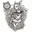 Alice in wonderland with tattoo  and punk tattoo design idea