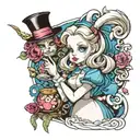 Alice in wonderland tattoo design idea
