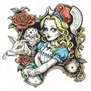 Alice in wonderland tattoo design idea