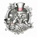 Alice in wonderland tattoo design idea