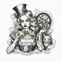 Alice in wonderland tattoo design idea