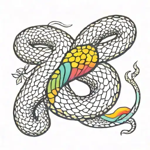 rainbow snake growing os the skin tattoo design idea