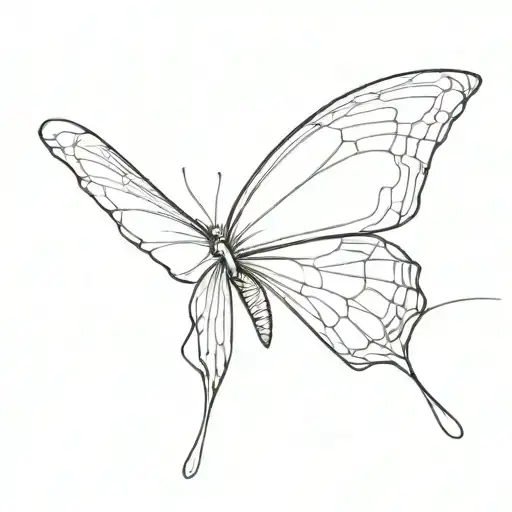 one line Butterfly from shoulder to bicep  tattoo design idea