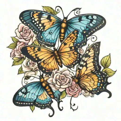 butterflies from shoulder to bicep  tattoo design idea