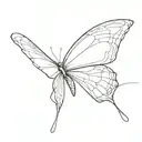 one line Butterfly from shoulder to bicep  tattoo design idea