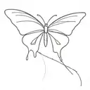 one line Butterfly from shoulder to bicep  tattoo design idea