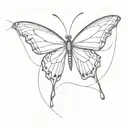 one line Butterfly from shoulder to bicep  tattoo design idea