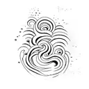 An elegant katana submerged in water, creating a ripple effect tattoo design idea