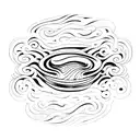 An elegant katana submerged in water, creating a ripple effect tattoo design idea
