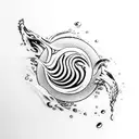 An elegant katana submerged in water, creating a ripple effect tattoo design idea