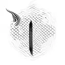 An elegant katana submerged in water, creating a ripple effect tattoo design idea