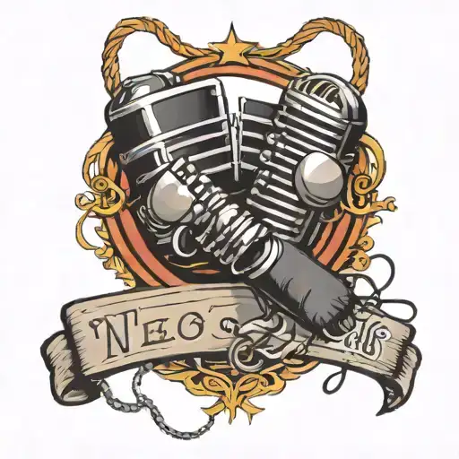 wrestling ring and microphone intertwined tattoo design idea