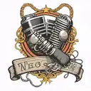 wrestling ring and microphone intertwined tattoo design idea