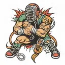 wrestling ring and microphone intertwined tattoo design idea