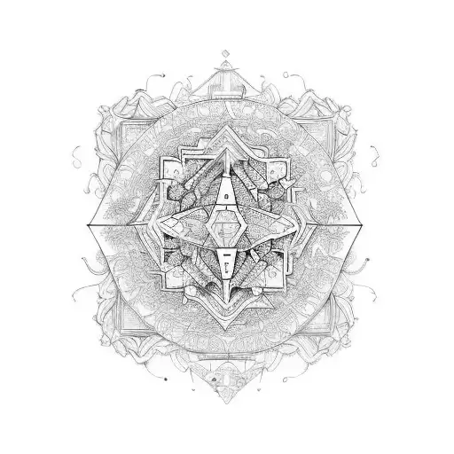 An intricate tattoo design inspired by French architecture, incorporating elements of software engineering code hidden within the design tattoo design idea