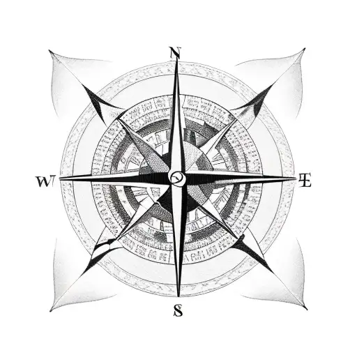compass with four connected puzzle pieces and a feather tattoo design idea