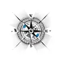 compass with four connected puzzle pieces and a feather tattoo design idea