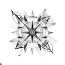 compass with four connected puzzle pieces and a feather tattoo design idea