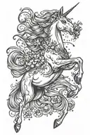 Unicorn running​ on​ tattoo design idea