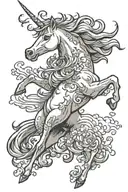 Unicorn running​ on​ tattoo design idea