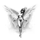 nude female angel tattoo design idea