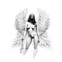 nude female angel tattoo design idea