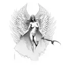 nude female angel tattoo design idea