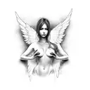 nude female angel tattoo design idea