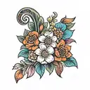 mexican flowers tattoo design idea