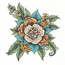 mexican flowers tattoo design idea