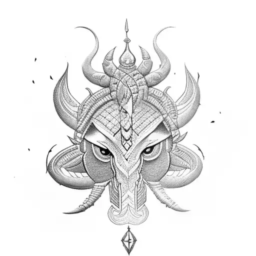 Trishul with Ant Asti Prarambh tattoo design idea