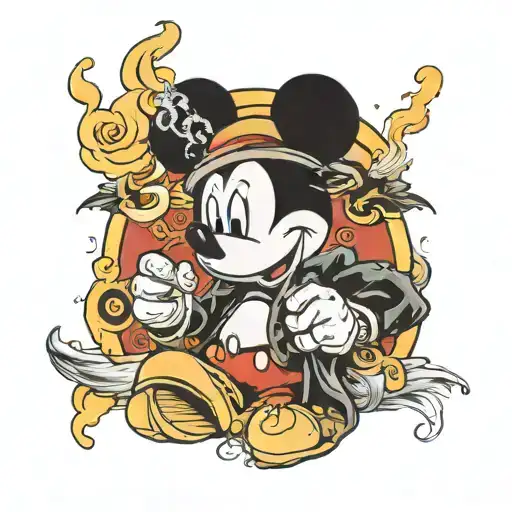 smoking mickey mouse  tattoo design idea