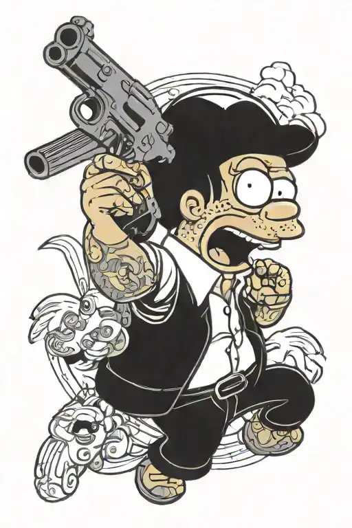 Homer Simpson shot Buggs Bunny with a gun tattoo design idea