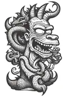dragon bites homer simpson smoking a joint tattoo design idea