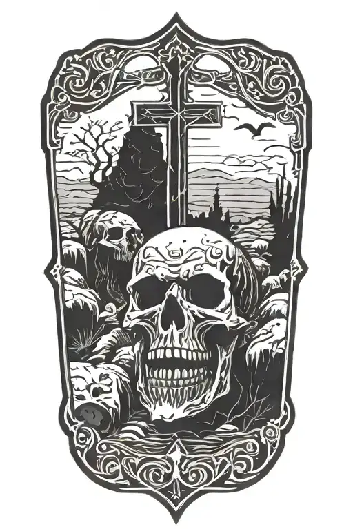 grave  yard tattoo design idea