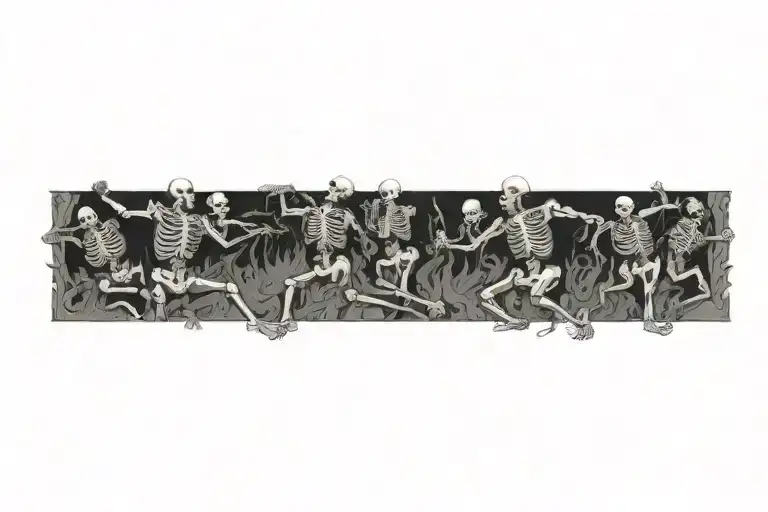 skeletons dancing tattoo design idea