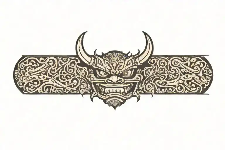 oni demon mask tattoo design idea