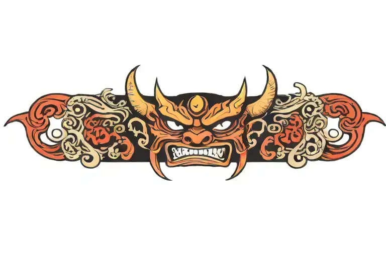 oni demon mask tattoo design idea