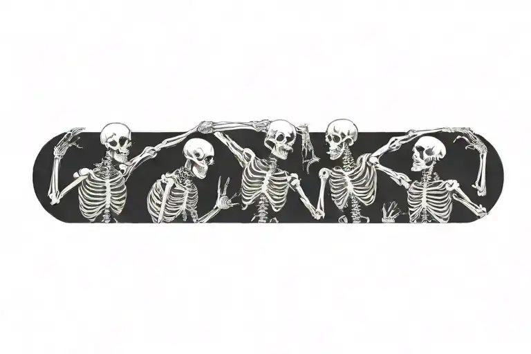 skeletons dancing tattoo design idea