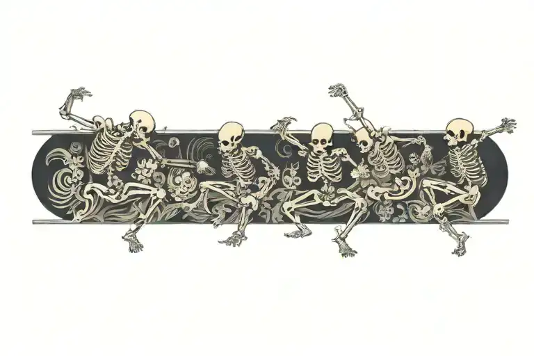 skeletons dancing tattoo design idea