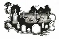 grave yard tattoo design idea