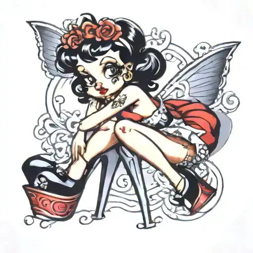 betty boop in heels tattoo design idea