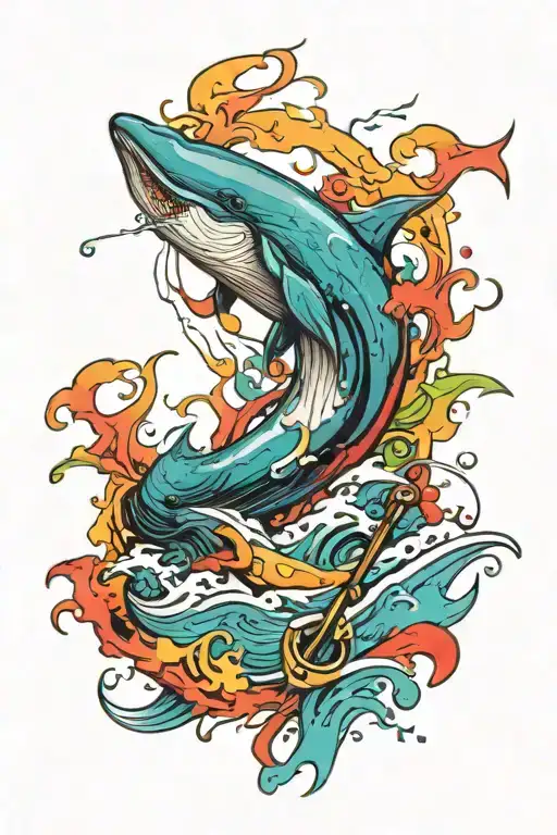 whaler harpooning whale tattoo design idea