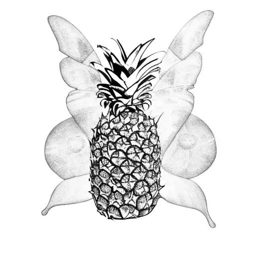 Butterfly with pineapple tattoo design idea