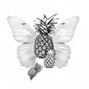 Butterfly with pineapple tattoo design idea