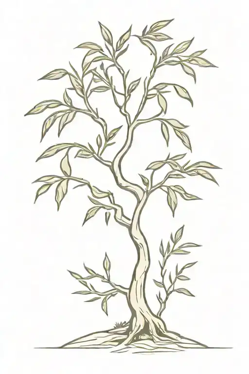 simple olive tree with roots tattoo design idea